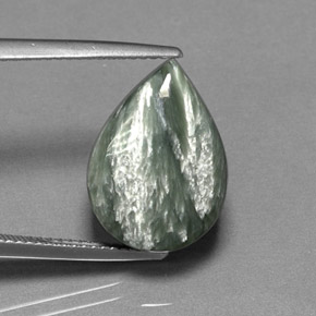 8.33캐럿 천연 그린 세라피나이트, 배 모양, 16.4×12 mm, 불투명체
