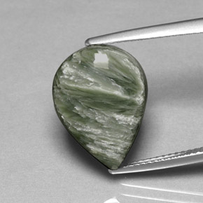 8.53캐럿 천연 그린 세라피나이트, 배 모양, 16.4×12 mm, 불투명체