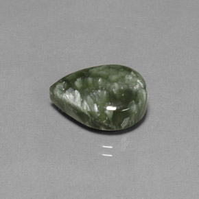 8.25캐럿 천연 그린 세라피나이트, 배 모양, 16.4×12.1 mm, 불투명체