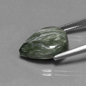 7.95캐럿 천연 그린 세라피나이트, 배 모양, 16.2×11.8 mm, 불투명체