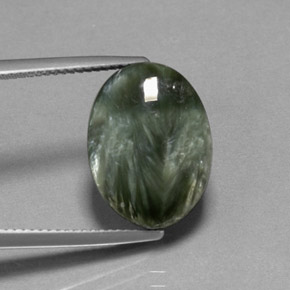 7.83캐럿 천연 그린 세라피나이트, 타원형 컷, 15.9×11.9 mm, 불투명체