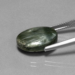 7.83캐럿 천연 그린 세라피나이트, 타원형 컷, 15.9×11.9 mm, 불투명체