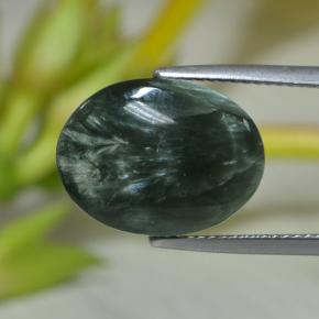7.43캐럿 천연 그린 세라피나이트, 타원형 컷, 15.9×12 mm, 불투명체