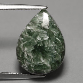 8.33캐럿 천연 그린 세라피나이트, 배 모양, 16×11.9 mm, 불투명체