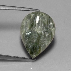 8.12캐럿 천연 그린 세라피나이트, 배 모양, 16.2×11.9 mm, 불투명체