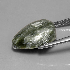 8.12캐럿 천연 그린 세라피나이트, 배 모양, 16.2×11.9 mm, 불투명체