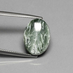 8.94캐럿 천연 그린 세라피나이트, 타원형 컷, 15.9×11.7 mm, 불투명체
