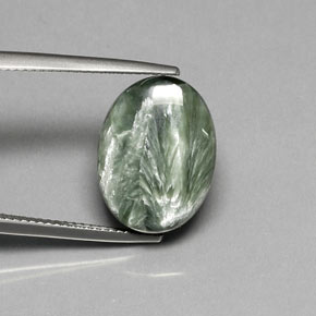 8.92캐럿 천연 그린 세라피나이트, 타원형 컷, 16×12.1 mm, 불투명체