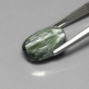 8.92캐럿 천연 그린 세라피나이트, 타원형 컷, 16×12.1 mm, 불투명체