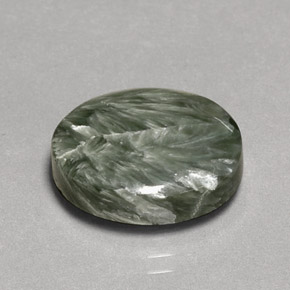 7.88캐럿 천연 그린 세라피나이트, 타원형 컷, 15.5×11.6 mm, 불투명체