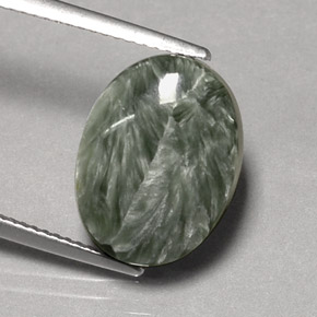 7.88캐럿 천연 그린 세라피나이트, 타원형 컷, 15.5×11.6 mm, 불투명체