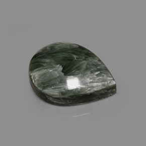 8.01캐럿 천연 그린 세라피나이트, 배 모양, 16.4×12 mm, 불투명체
