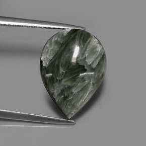 8.01캐럿 천연 그린 세라피나이트, 배 모양, 16.4×12 mm, 불투명체