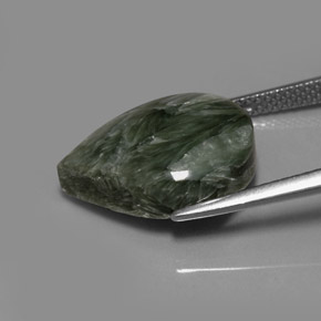 8.01캐럿 천연 그린 세라피나이트, 배 모양, 16.4×12 mm, 불투명체