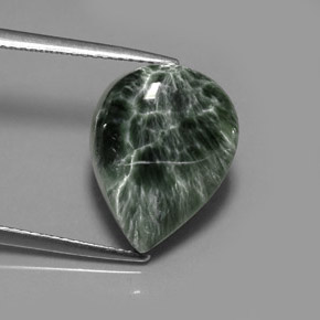 8.36캐럿 천연 그린 세라피나이트, 배 모양, 15.5×12 mm, 불투명체