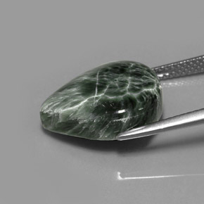 8.36캐럿 천연 그린 세라피나이트, 배 모양, 15.5×12 mm, 불투명체