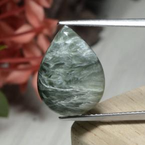 7.56캐럿 천연 그린 세라피나이트, 배 모양, 16×12 mm, 불투명체