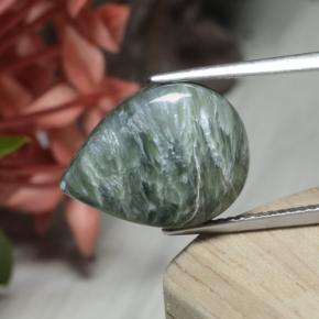 7.56캐럿 천연 그린 세라피나이트, 배 모양, 16×12 mm, 불투명체