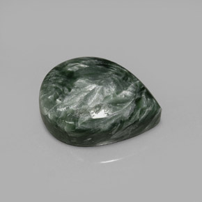 8.48캐럿 천연 그린 세라피나이트, 배 모양, 16.1×11.9 mm, 불투명체