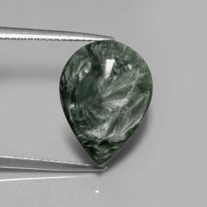 8.48캐럿 천연 그린 세라피나이트, 배 모양, 16.1×11.9 mm, 불투명체