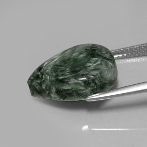 8.48캐럿 천연 그린 세라피나이트, 배 모양, 16.1×11.9 mm, 불투명체