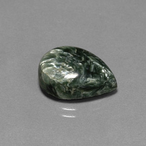 7.21캐럿 천연 그린 세라피나이트, 배 모양, 15.9×11.9 mm, 불투명체