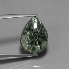 7.21캐럿 천연 그린 세라피나이트, 배 모양, 15.9×11.9 mm, 불투명체