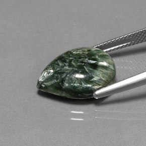 7.21캐럿 천연 그린 세라피나이트, 배 모양, 15.9×11.9 mm, 불투명체