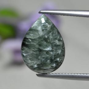 8.19캐럿 천연 그린 세라피나이트, 배 모양, 16×11.8 mm, 불투명체