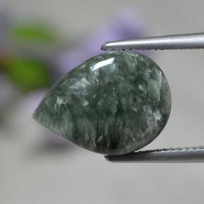 8.19캐럿 천연 그린 세라피나이트, 배 모양, 16×11.8 mm, 불투명체