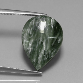 8.33캐럿 천연 그린 세라피나이트, 배 모양, 16.2×11.9 mm, 불투명체