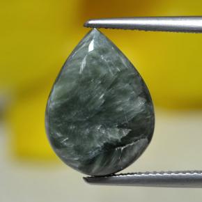 8.13캐럿 천연 그린 세라피나이트, 배 모양, 16.4×12.1 mm, 불투명체