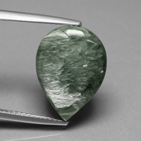 8.49캐럿 천연 그린 세라피나이트, 배 모양, 16.2×12 mm, 불투명체