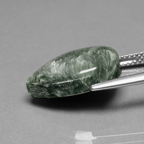 8.49캐럿 천연 그린 세라피나이트, 배 모양, 16.2×12 mm, 불투명체