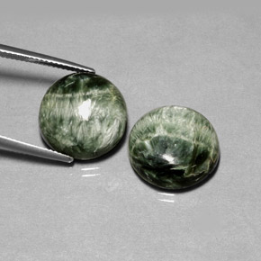 캐럿 천연 녹색 세라피나이트 보석, 라운드 컷, 불투명체