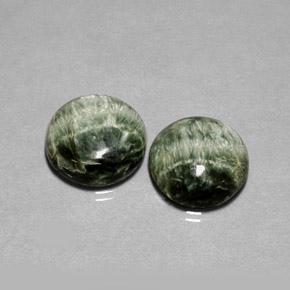 캐럿 천연 녹색 세라피나이트 보석, 라운드 컷, 불투명체