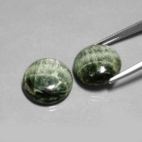 캐럿 천연 녹색 세라피나이트 보석, 라운드 컷, 불투명체