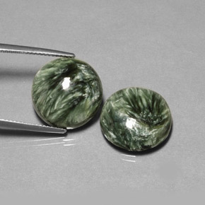캐럿 천연 그린 세라피나이트 보석, 라운드 컷, 15.83 mm, 불투명체
