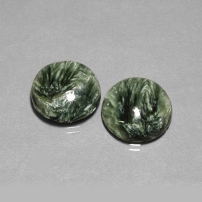 캐럿 천연 그린 세라피나이트 보석, 라운드 컷, 15.83 mm, 불투명체
