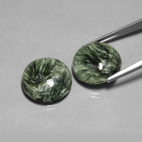캐럿 천연 그린 세라피나이트 보석, 라운드 컷, 15.83 mm, 불투명체