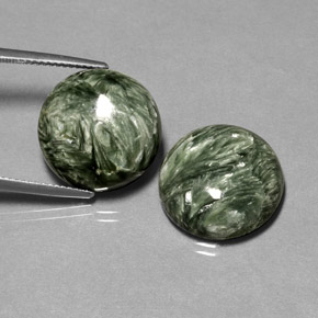 캐럿 천연 그린 세라피나이트 보석, 라운드 컷, 15.94 mm, 불투명체