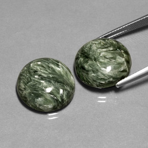 캐럿 천연 그린 세라피나이트 보석, 라운드 컷, 15.94 mm, 불투명체
