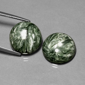 캐럿 천연 그린 세라피나이트 보석, 라운드 컷, 16.08 mm, 불투명체