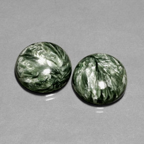 캐럿 천연 그린 세라피나이트 보석, 라운드 컷, 16.08 mm, 불투명체