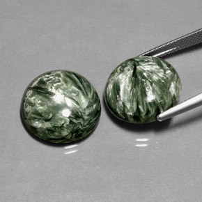 캐럿 천연 그린 세라피나이트 보석, 라운드 컷, 16.08 mm, 불투명체