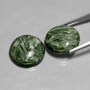 캐럿 천연 그린 세라피나이트 보석, 라운드 컷, 15.85 mm, 불투명체
