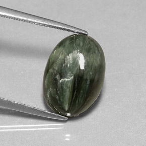 4.57캐럿 천연 그린 세라피나이트, 타원형 컷, 14×9.8 mm, 불투명체