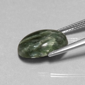 4.57캐럿 천연 그린 세라피나이트, 타원형 컷, 14×9.8 mm, 불투명체