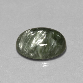 4.87캐럿 천연 그린 세라피나이트, 타원형 컷, 14×10 mm, 불투명체