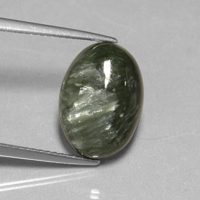 4.87캐럿 천연 그린 세라피나이트, 타원형 컷, 14×10 mm, 불투명체